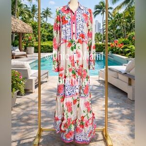 Antica Sartoria Floral Tiered Maxi Dress
